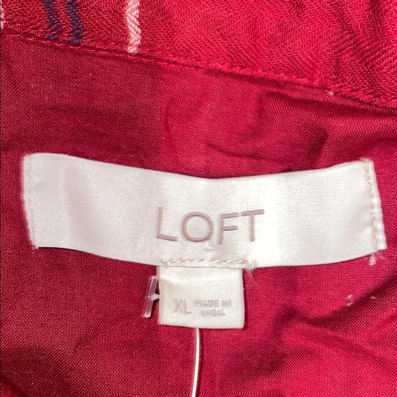 NWT Loft Plaid Swing/Shirt Dress. Size XL. Long Sleeve.  Cotton Blend.  Red. - Picture 5 of 11
